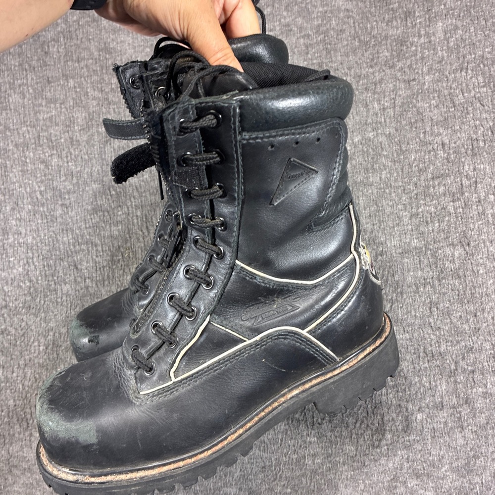 Thorogood station 1 Firefighter Wildland Boots Women 7.5 Black Leather Zip Front